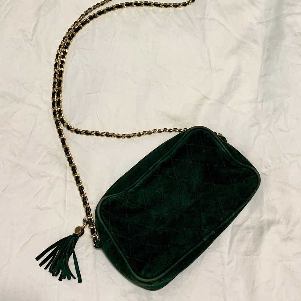 Vintage Holt Renfrew quilted suede shoulder bag